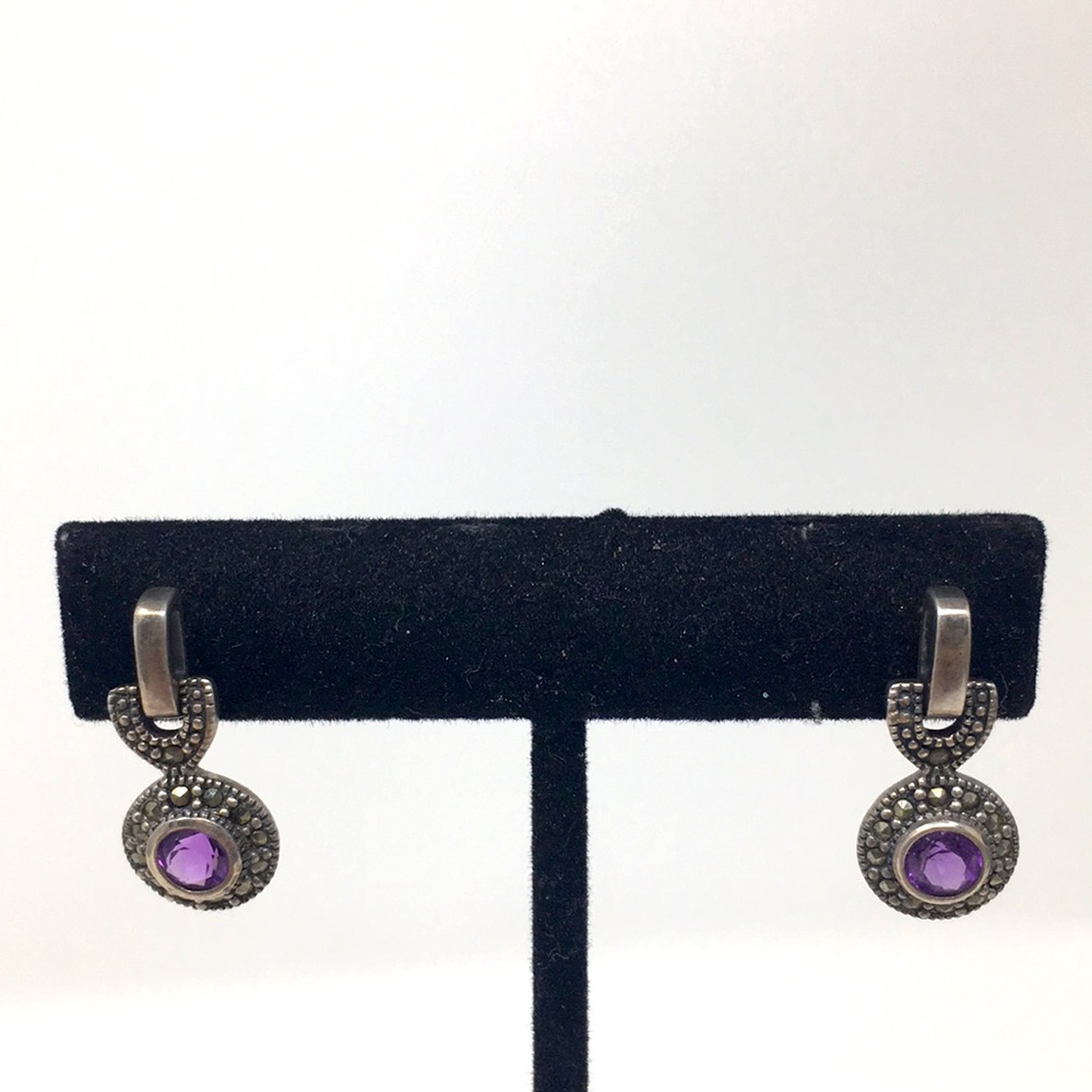 Sterling Silver 925 Marcasite Amethyst earrings